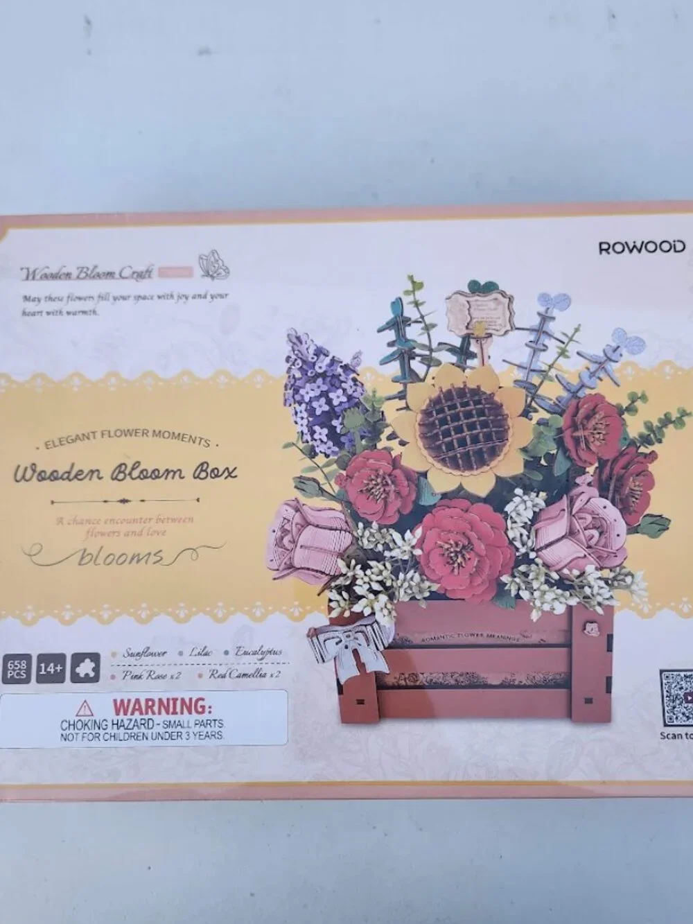 3D Puzzle for Adults Wooden Flower Building Set Artificial Flowers Wedding Cente